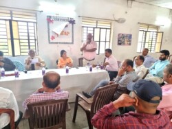 Mr. Sanjay Singh, Hon. Director, Hellens School, Sitamarhi is addressing the general meeting